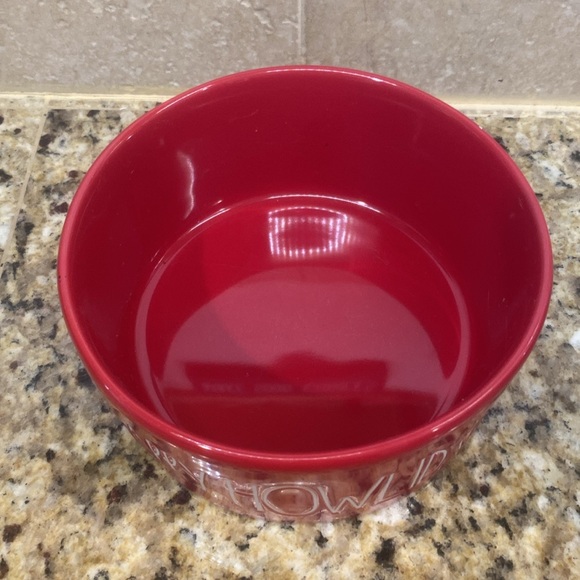 Rae Dunn Happy Howlidays Ceramic Dog Bowl 6in - Picture 2 of 6